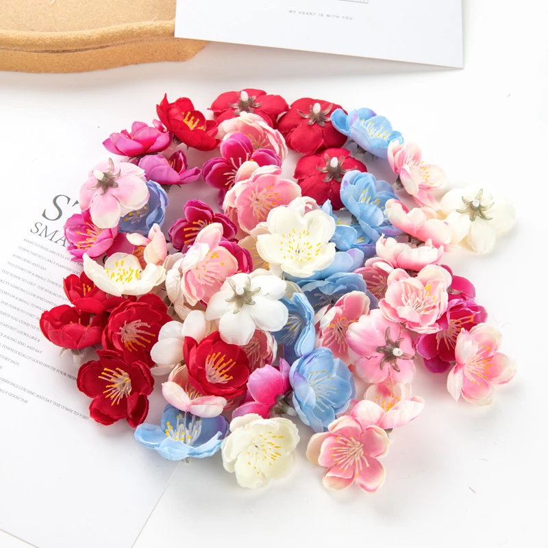 50/100 pièces de fleurs artificielles Sakura (fleurs de prunier) pour mariage, extérieur, jardin, maison, chambre, couronne de la Saint-Valentin, cadeaux DIY, accessoires en boîte à prix abordable