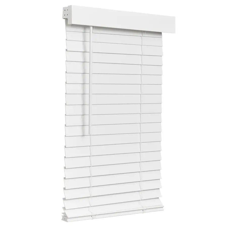 

Cordless Faux Wood Blind, Smooth, Bright White, Privacy Slats, Blinds for Indoor Windows, 34.5 Wide x 60 Long