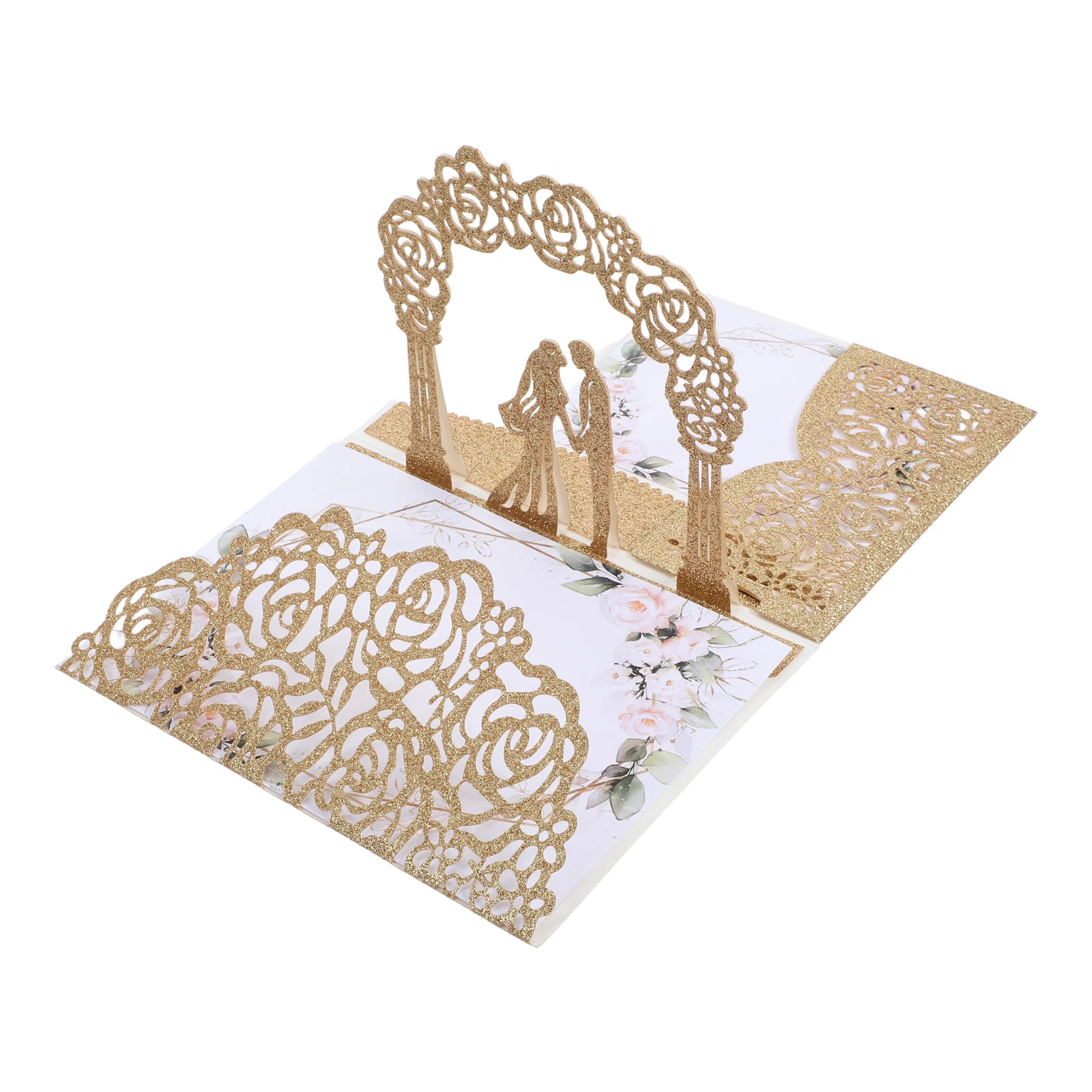 1 set 1 Set Glitter Wedding Invitation Cards Arched Door Style Thick Paper Blank Message Section Envelope Included For
