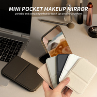 Ultra thin portable double-sided mini makeup mirror - compact, foldable design, soft colors