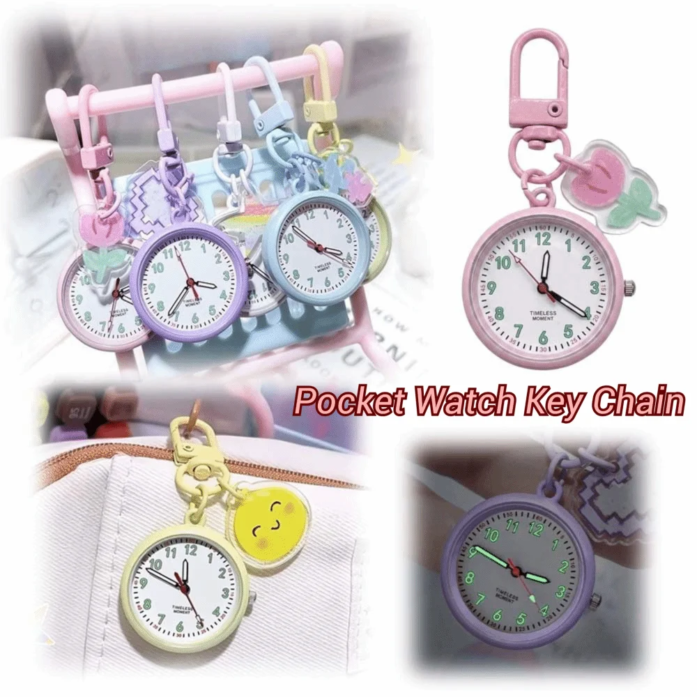 Portable Pocket Watch Key Chain Mini Quartz Movement Time-Telling Wall Clock Decoration Silent Easy Reading Luminous Watch