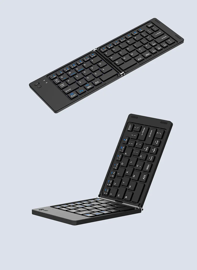 2-fold Mini 67-key BT Keyboard BT Mini Keyboard Rechargeable Portable Ultra Slim ABS Folding Keyboard for PC Pad Phone