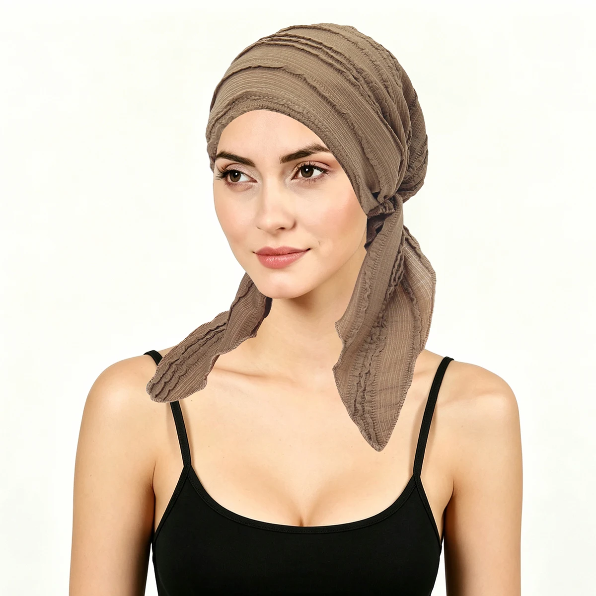 Solid Color Ramadan Turban Hijab Long Tail Head Wrap Soft Elastic Muslim Hat Breathable Chemotherapy Cap for Women And Girls