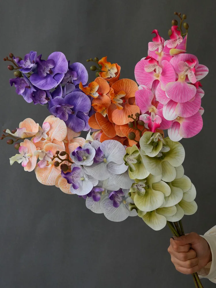 1 STÜCK Künstliche Phalaenopsis-Blumenzweige, fühlen sich echt an, künstliche Orchideen-Stiele für Blumenarrangements, Hochzeit, Party, Heimdekoration