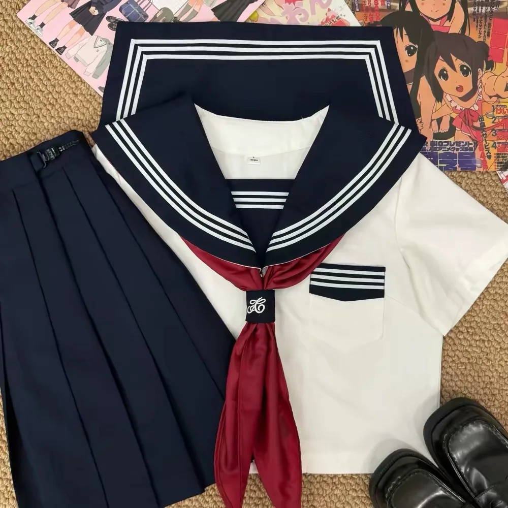new-jk-uniform-sailor-outfit-girl-set-pleated-skirt-japanese-school-uniform-second-year-basic-style-short-skirt-women