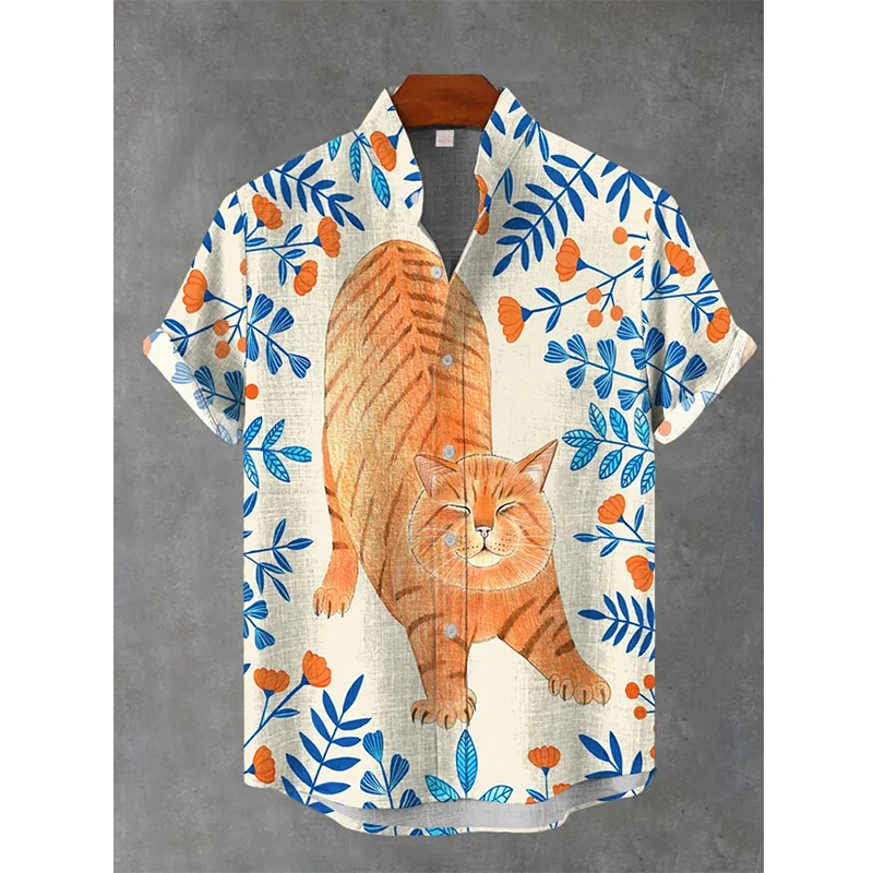 

Новая мужская рубашка с короткими рукавами, топ с китайским принтом Fujiyama больших размеров, повседневная и удобная мужская рубашка, льняная рубашка в уличном стиле