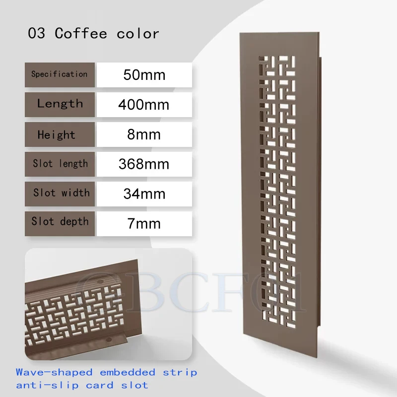 Cashmere Grey Vent Grille Width 50-80mm Length400- 600mm Aluminum Mesh Cover for Shoe Cabinet,Heat Dissipation & Dustproof 1PCS