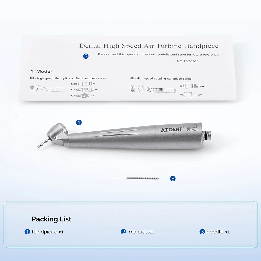 AZDENT Dental 45 ° Hochgeschwindigkeits-Handstück mit LED-Faseroptik aus Titan, passend für KAVO und NSK, mit Keramiklager und Druckknopf, Zahnmedizinisches Instrument – Detail 12