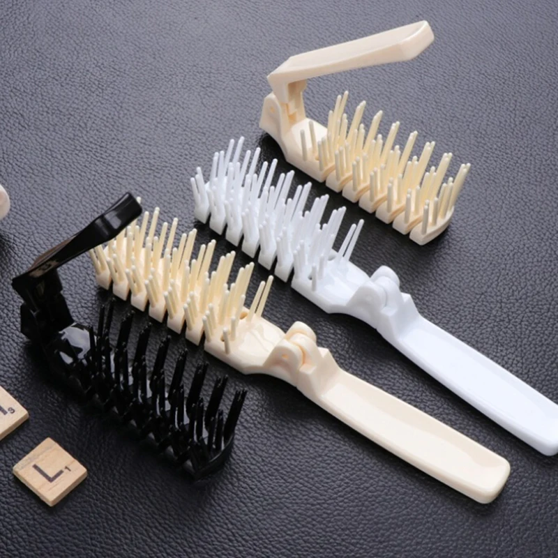 Mini plastic folding hair brush compact pocket size travel comb convenience