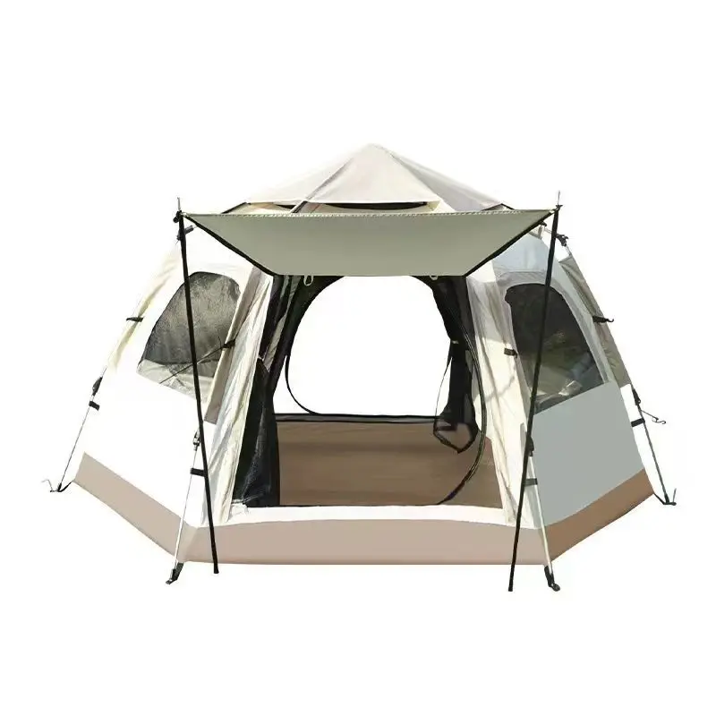 

Fully automatic hydraulic, outdoor portable, rainproof, sunscreen, mosquito-proof, silver glue hexagonal tent
