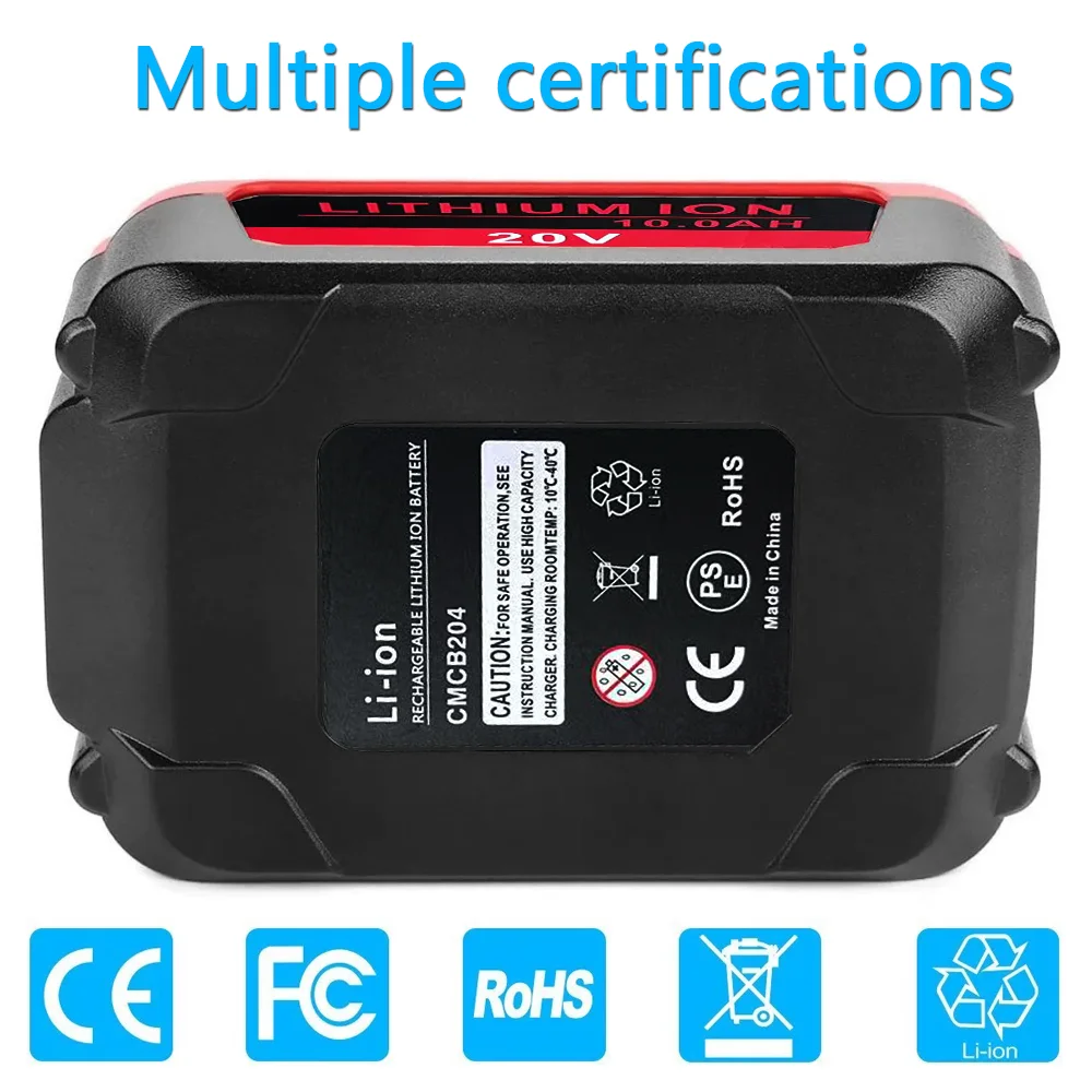 20V 6000/8000/10000mAh Electric Drill Li-lon Battery For Craftsmen CMCB206 CMCB202 CMCB204 V20 Series Tool Accessories