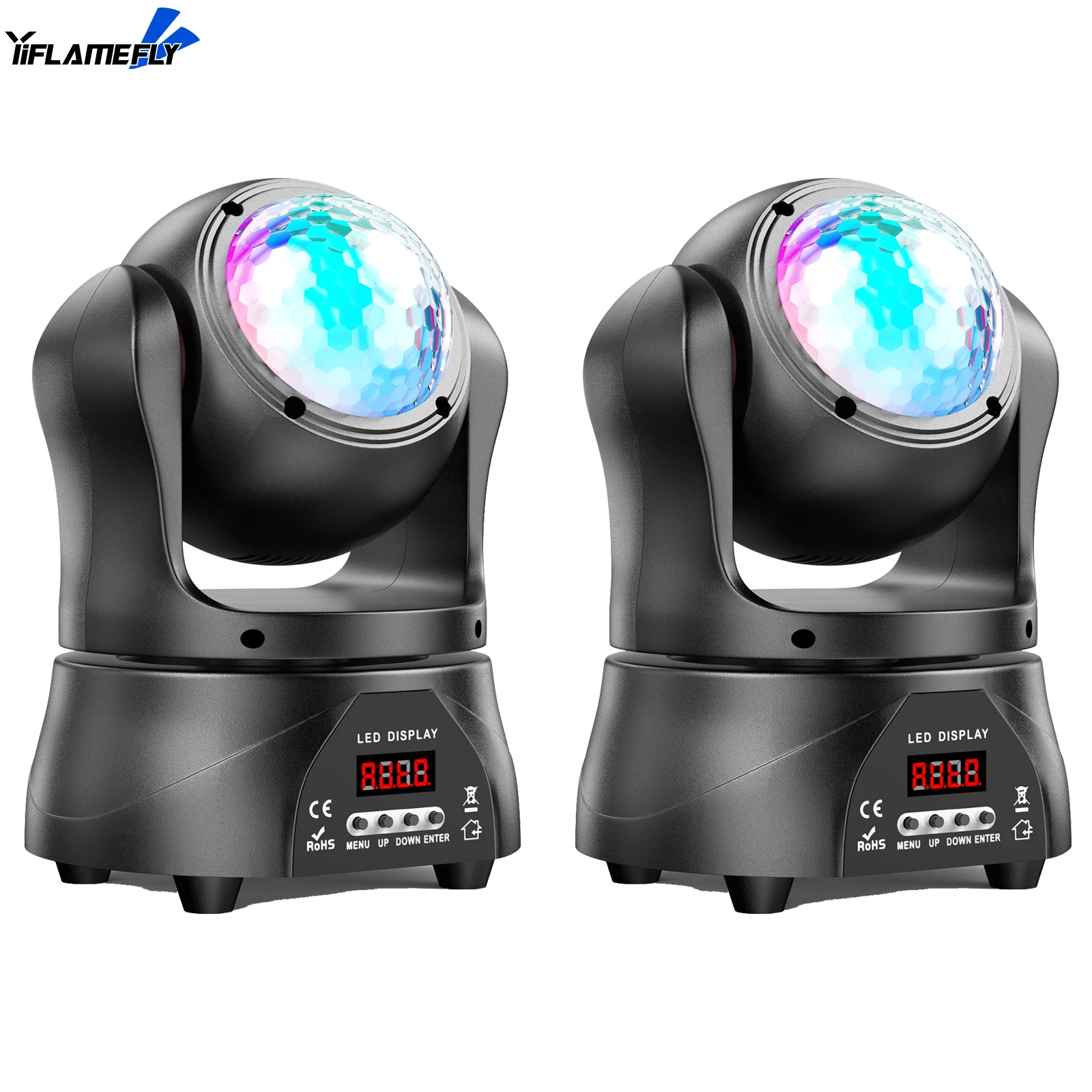 

Yiflamefly 2 шт. 30 Вт мини двусторонний сценический светильник с подвижной головкой RGBW световой эффект DMX512 для бара KTV вечерние DJ банкетная сцена