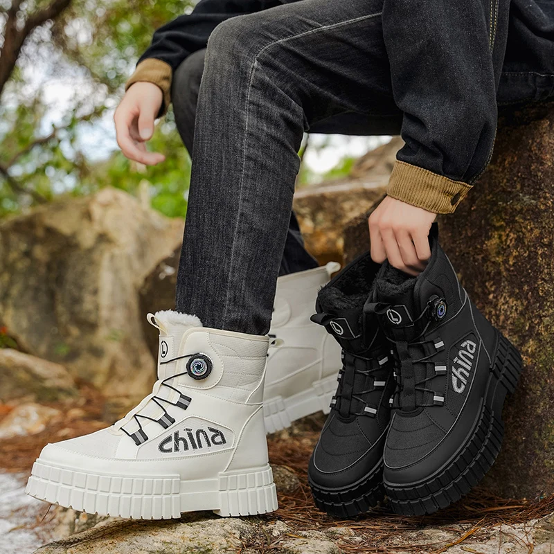 

Модные теплые мужские зимние ботинки, хлопковая обувь на толстой флисовой подкладке для холодных дней