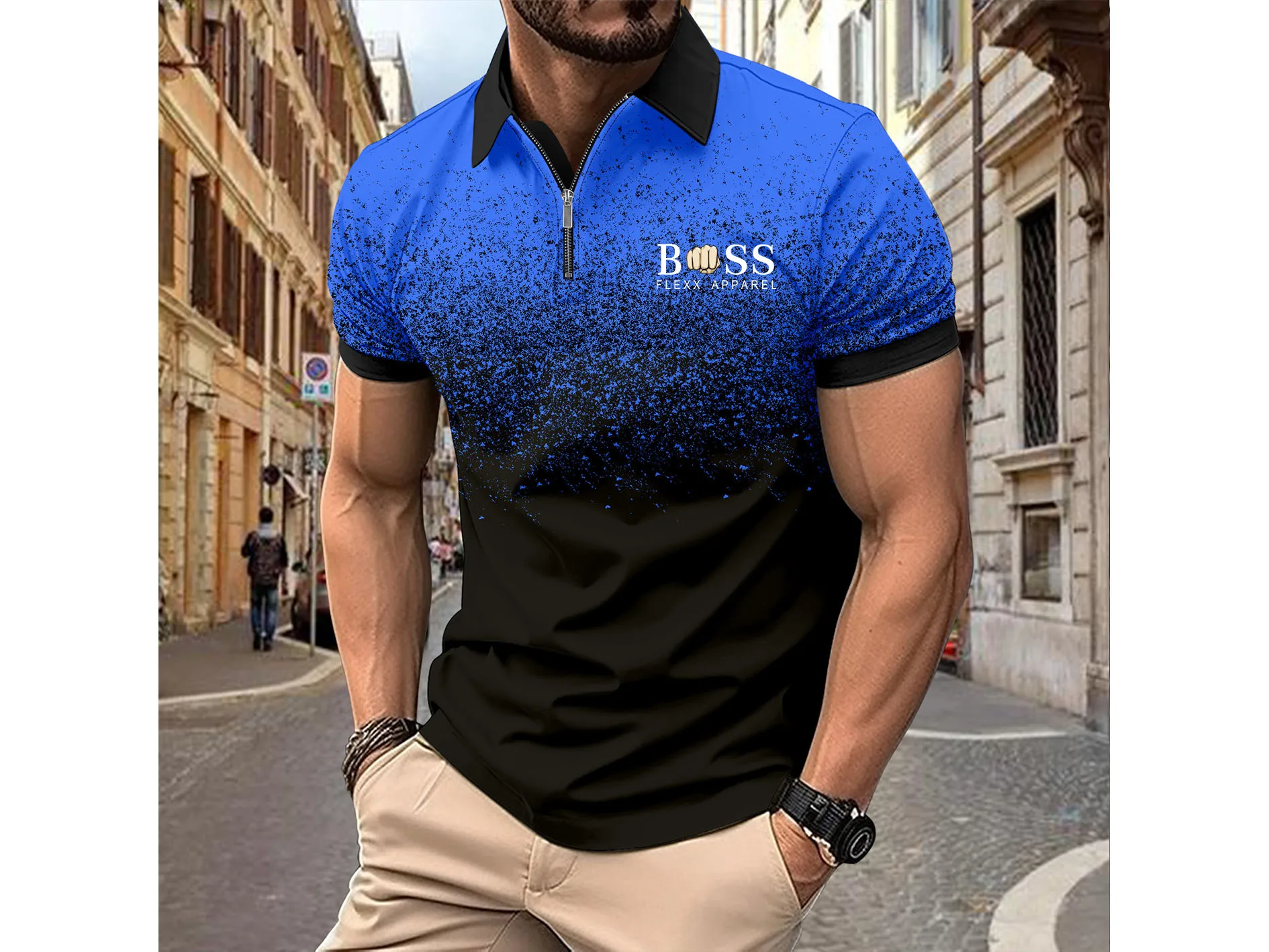 

Europe and The United States POIO Contrast Color Men's Top Summer Short Sleeve Fashion Casual Simple Loose Sports T-shirt