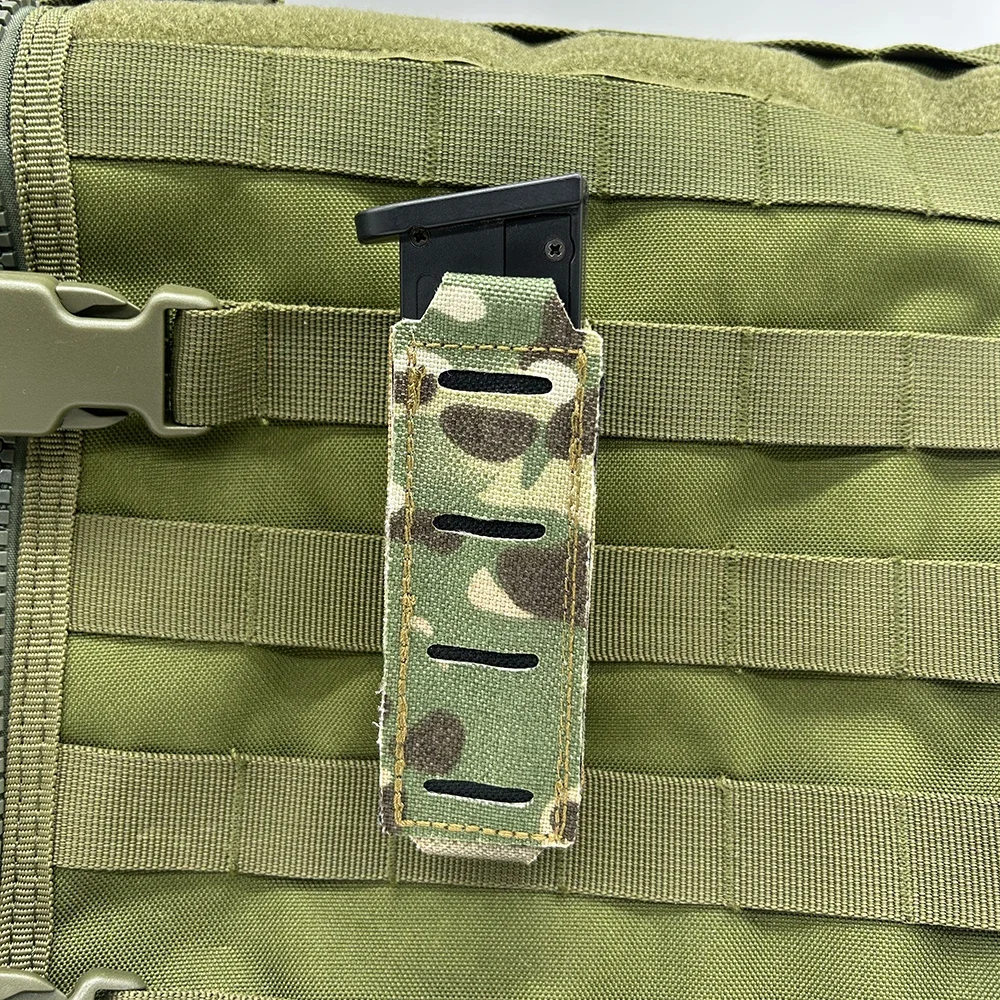 Tactical Single Pistol Mag Pouch Elastic Molle Top Open Magazine Pouch for Glock M1911 92F 9mm .40 Magzines Flashlight Holster