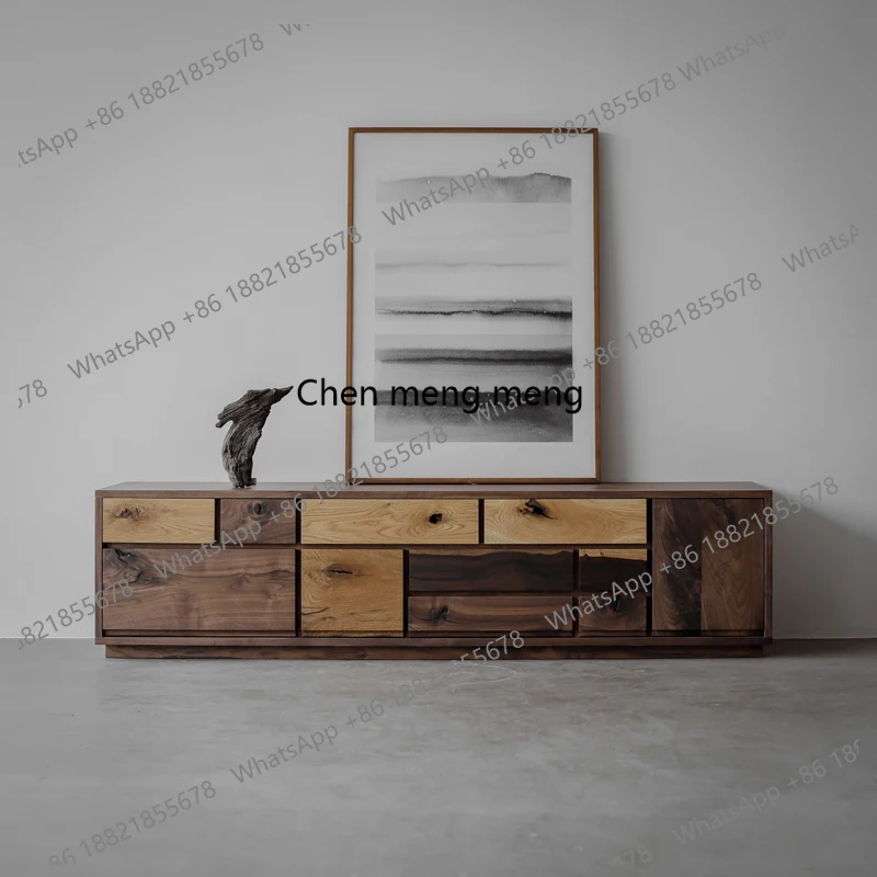 

A variety of wood colorful TV cabinet modern simple wabi sandy wind floor cabinet multi-bucket Nordic