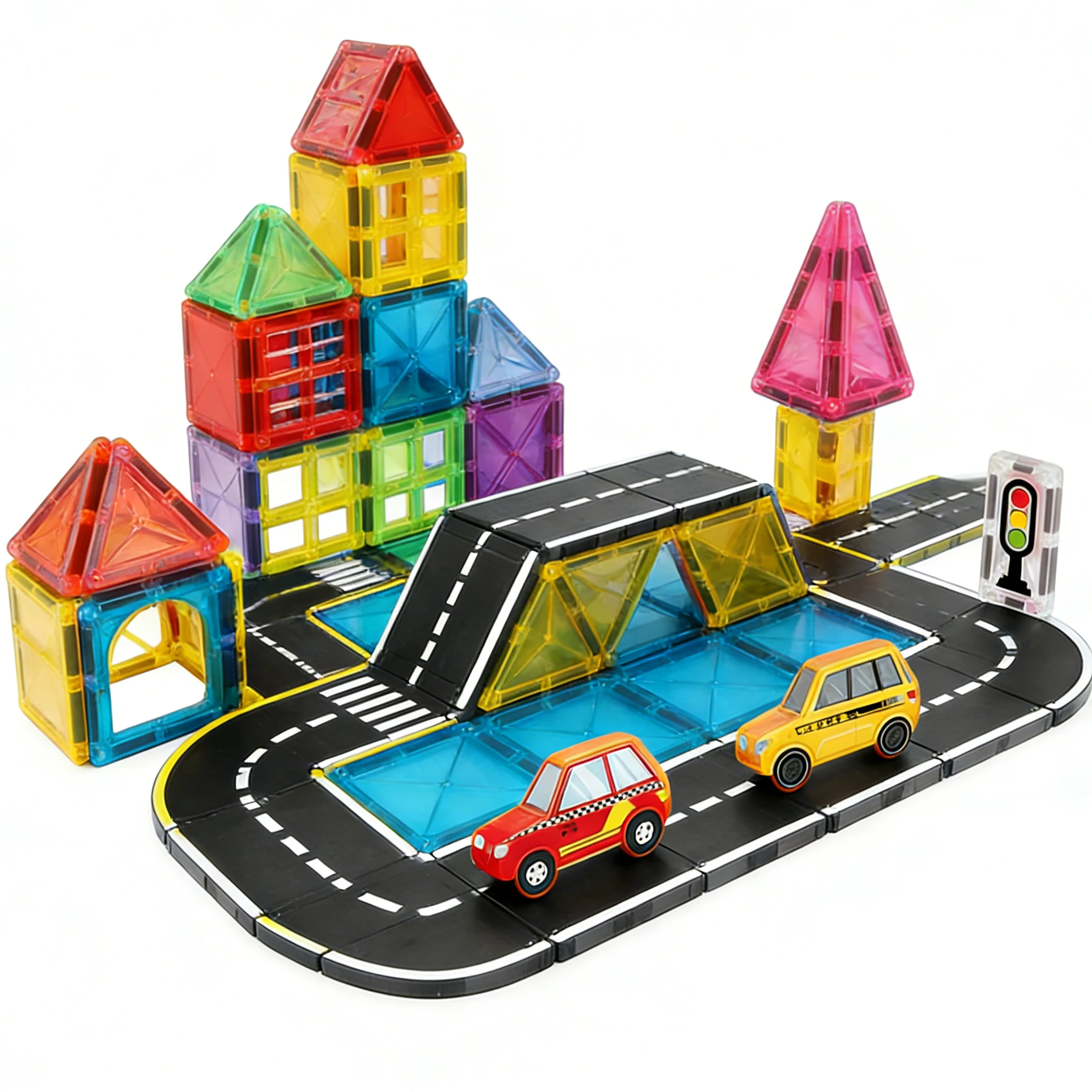 

Набор для гонок на магнитных треках среднего размера, развивающие магнитные игрушки, гоночные треки-пазлы, праздничные подарки