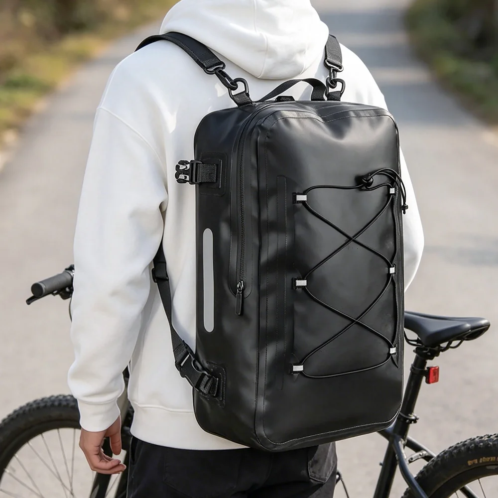 NEWBOLER 75L 3-in-1 Wasserdichte Fahrrad-Gepäckträgertasche MTB Rennrad-Tasche Große Kapazität Reisegepäckträger Satteltasche – Detail 16