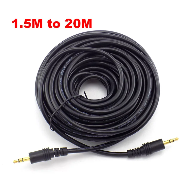 1.5/3/5/10/15/20M 3.5mm Stereo Male to Male Jack Audio Aux cable Extension Cable Cord for Computer Laptop MP3/MP4 C6