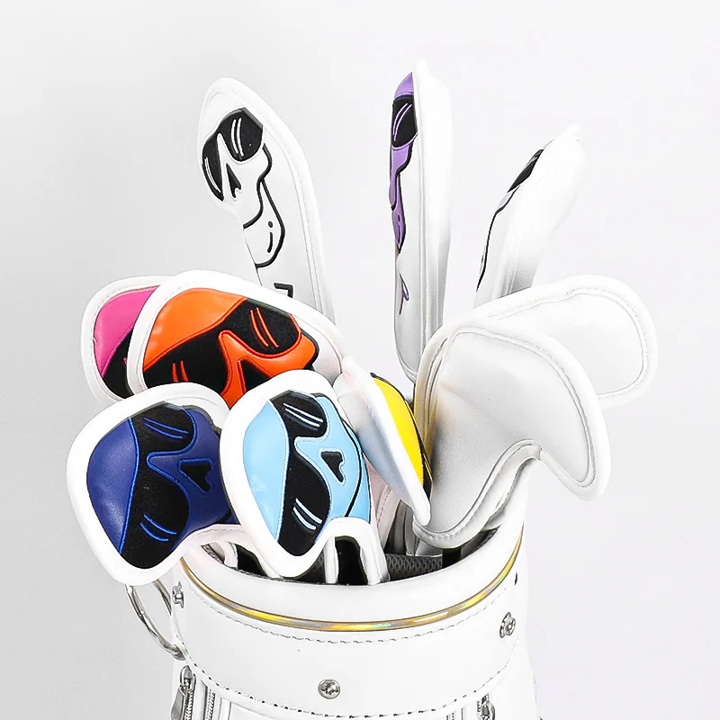 Colorful Golf Clubs Headcover Set Custom Your Logo Pu Leather Head Covers For Protect Golf Iron