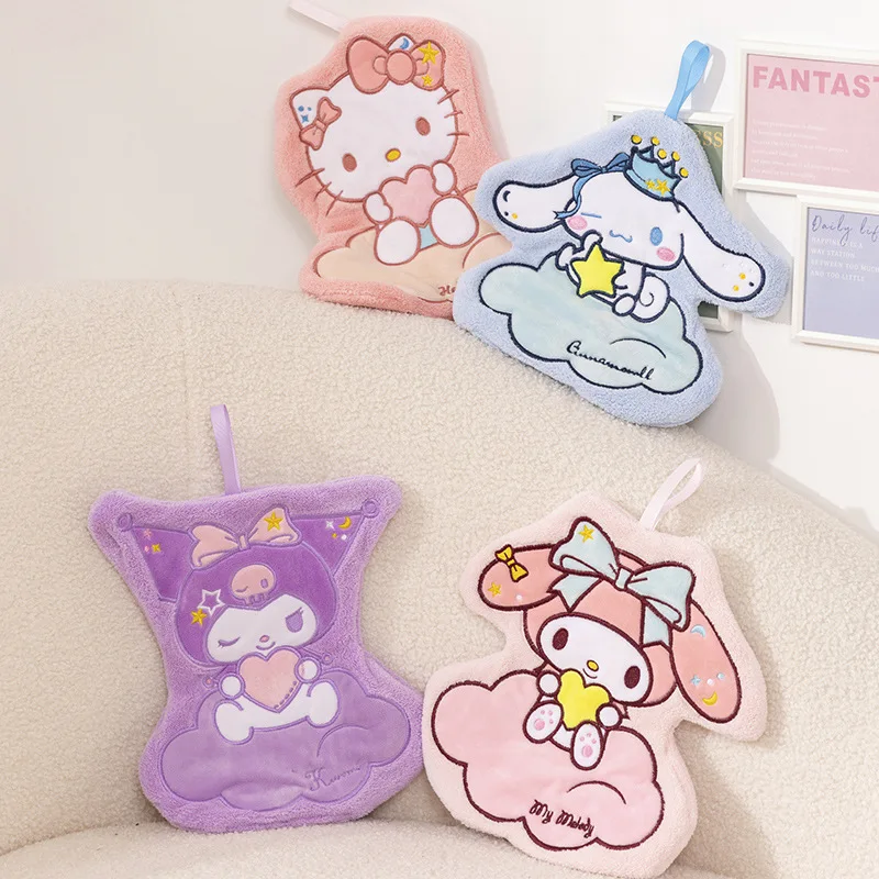 

Cute Cartoon Coral Velvet Wipe Hand Towel Hanging Thickened Kitchen Rag Bathroom Absorbent Towel Handkerchief
