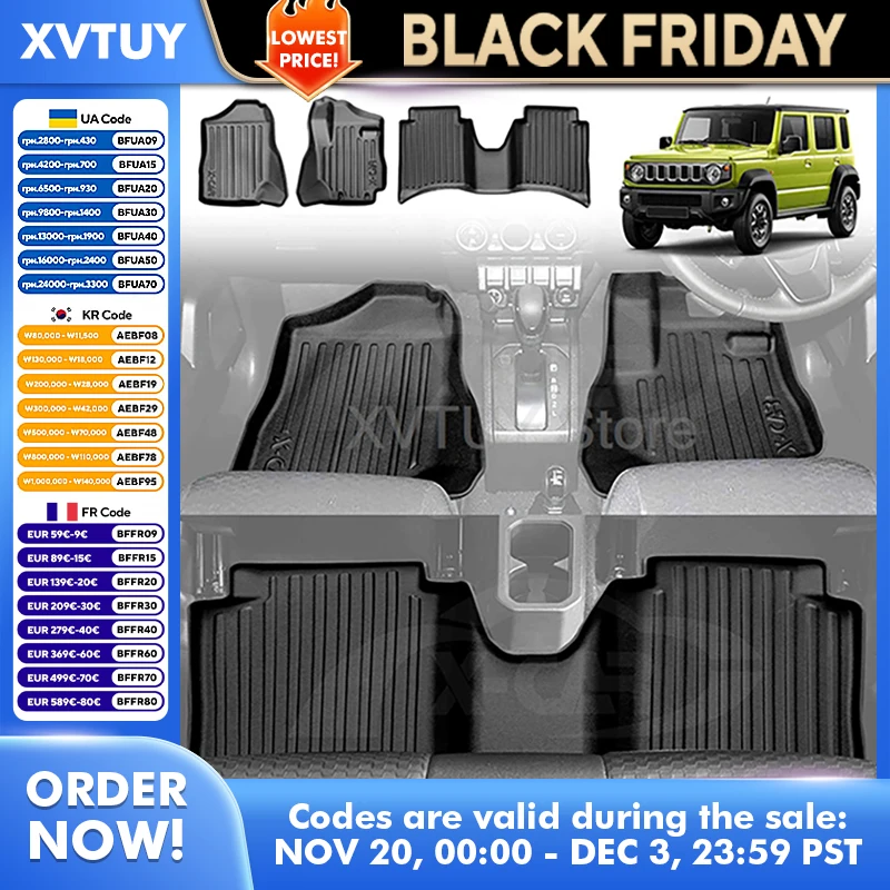 

Для Suzuki Jimny 2023 2024 автомобильные задние коврики в багажник, 5-дверная автоматическая версия, напольные подушечки для ног с ручным приводом, лоток для багажника