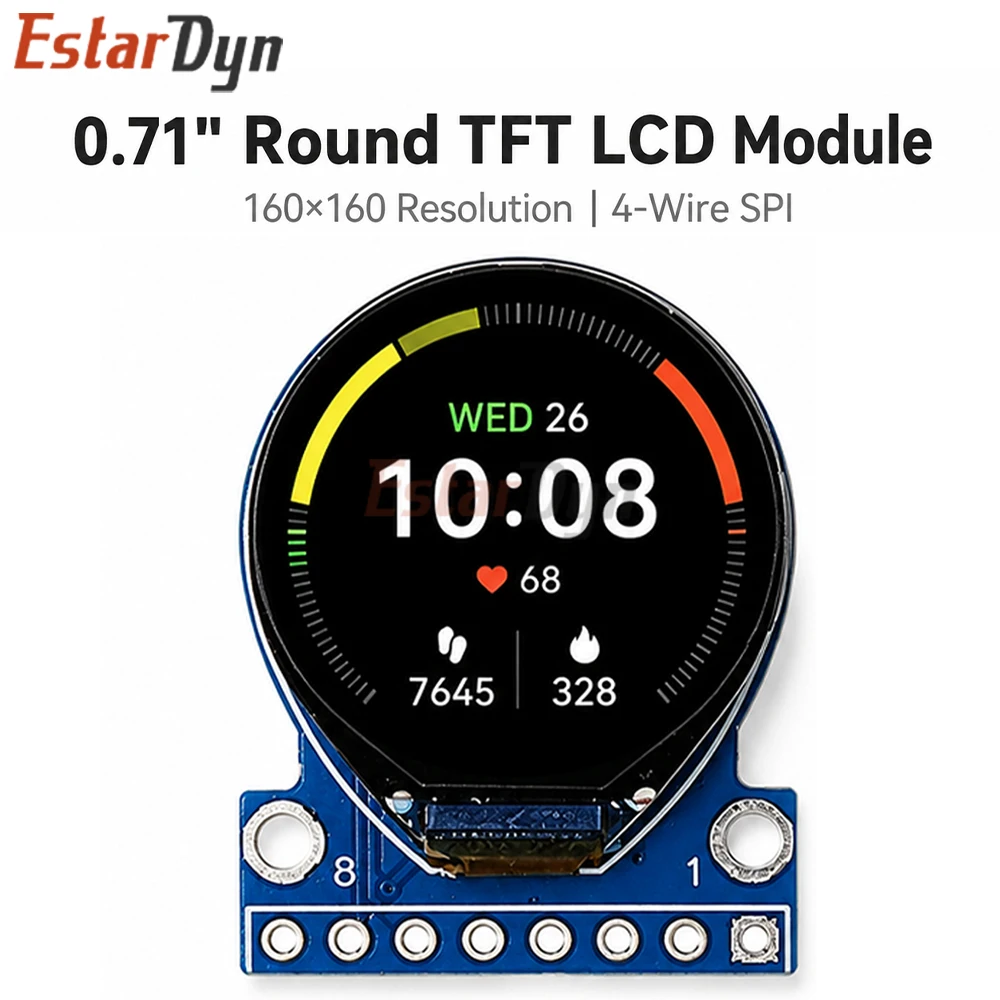 Estardyn 0.71-inch 160x160 Round TFT LCD Color Display Module GC9D01 SPI for Smartwatch DIY