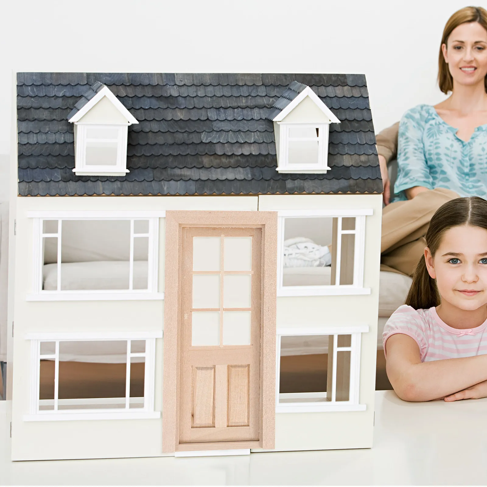 

Miniature Dollhouse Door Unpainted Wood PVC Craft Kit for Realistic Layouts Interactive Opening Closing Detail Enhancement Decor