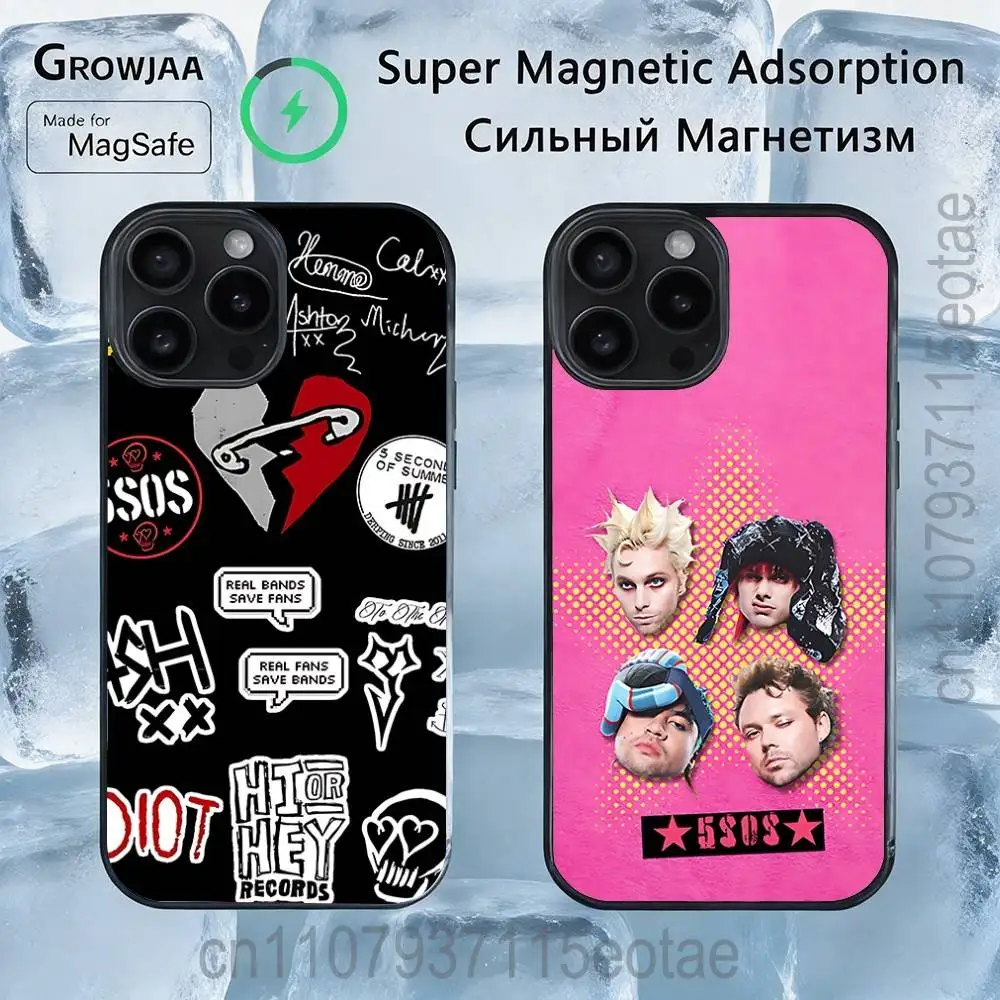 

5 S-Seconds of S-Summers 5SOS Case For iPhone 17,16,15,14,13,12,11,Pro,Max,Plus,Mini,SE4,E Magnetic Magsafe Wireless Charging
