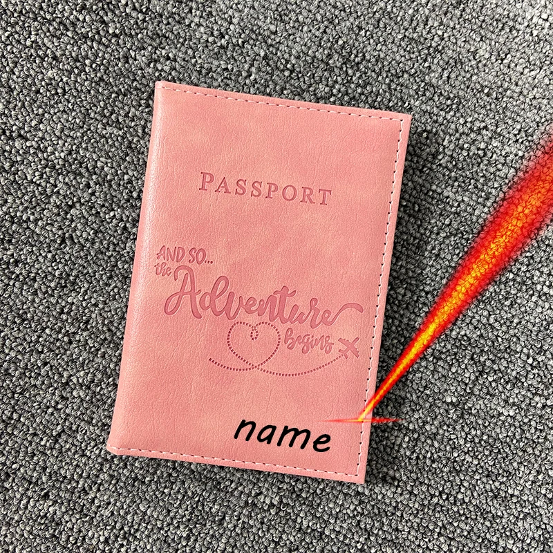 New Customized Name Passport Cover Laser Engarving Names Number Passport Holder Adventure Travel Wallet Card Holder