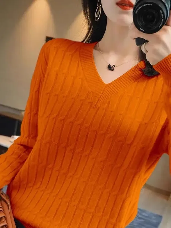 

Весна-Осень 2023, женская модная цветная вязаная свободная V-Ne ort Sve Base irt, внутренняя одежда, повседневная одежда