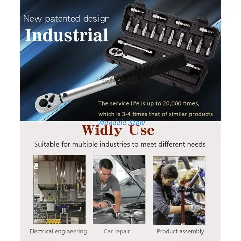 U2JC Torque Wrench Set Bike Outdoor Tools 2-20Nm Torque Mechanically Adjustable Preset Torque Detection Tool