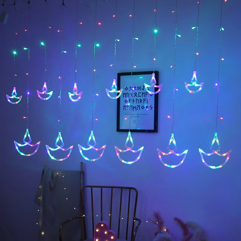 LED Atmosphere Curtain Light String EU Plug‑in Fixture for Christmas Halloween Birthday Parties Indoor Home Decor Lighting