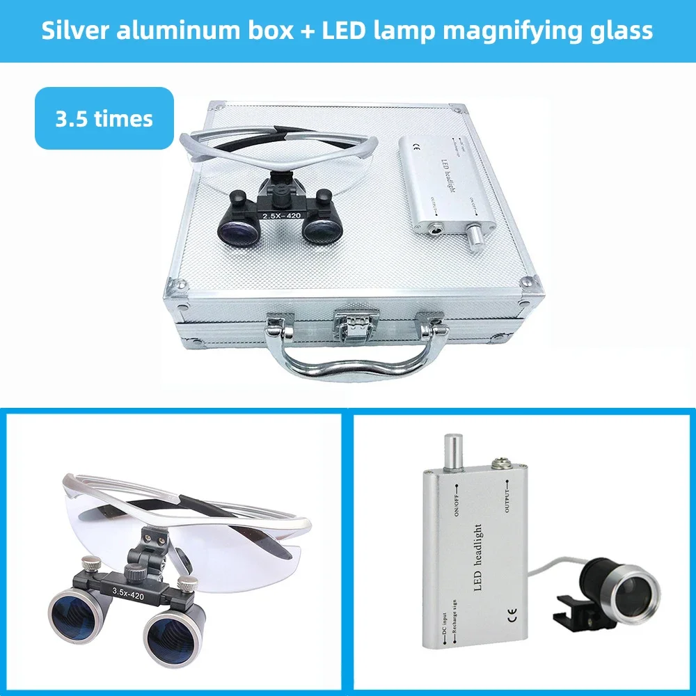 VVDental Head-mounted 2.5X/3.5x Focal Length Light Dental Loupes Dentistry Headlamp Portable Light Large Capacity Battery 1kit