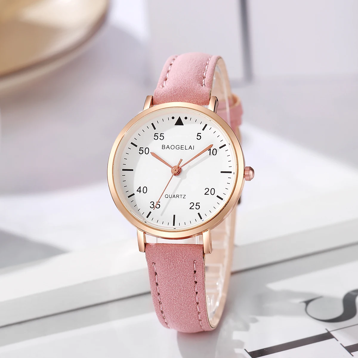 Fashion Women Simple Arabic Digital Dial Frosted Strap Quartz Belt Watch