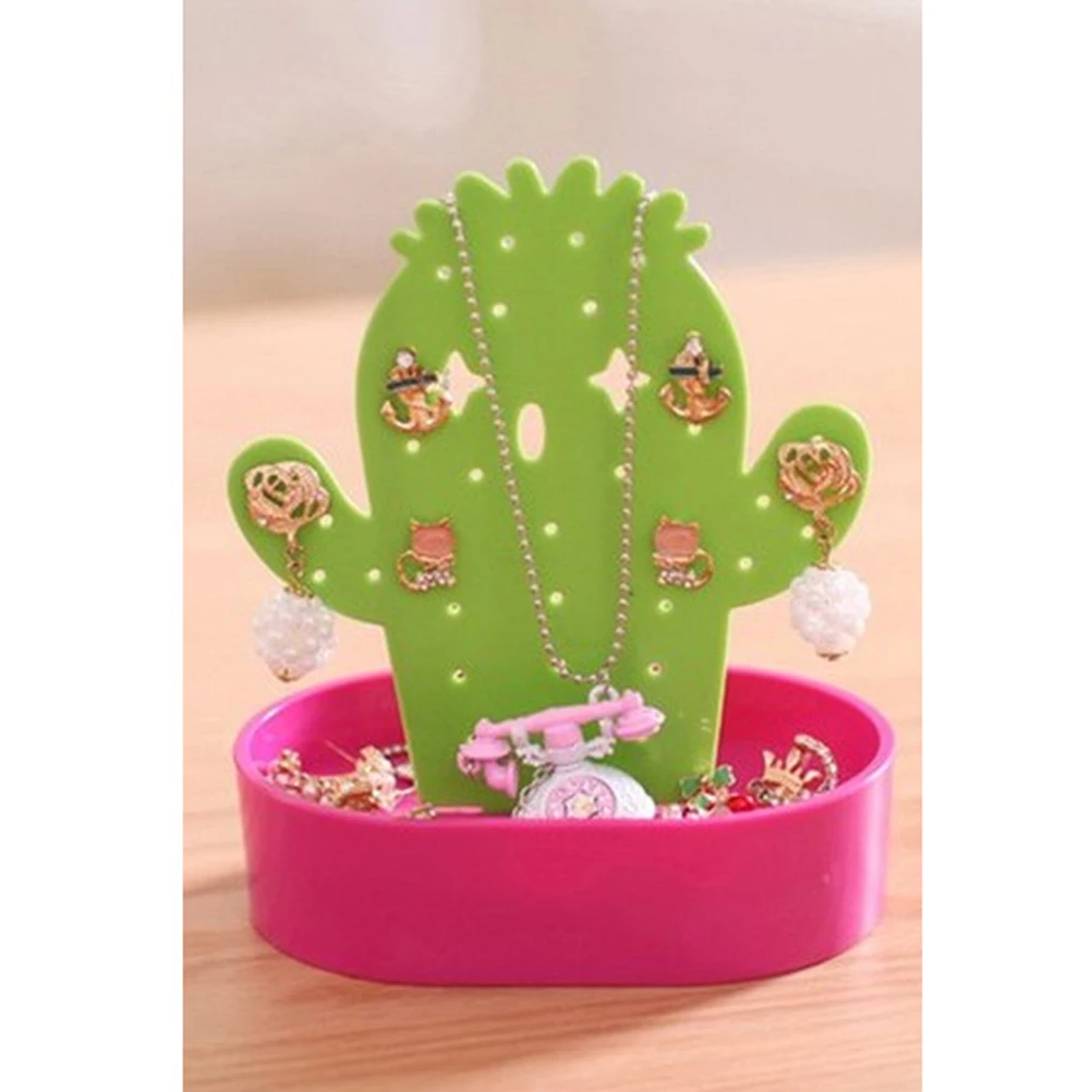 

Cactus Shaped Necklace Bracelet Storage Rack Jewelry Rack Ornaments Rack Crafts Jewelry Display Stand (Rose Red)