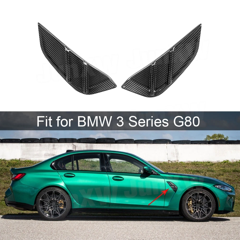 Real Dry Carbon Fiber Car Front Side Fender Air Vent Covers Trims For BMW 3 Series G80 M3 4 Series G82 G83 M4 2021+ Body Kits