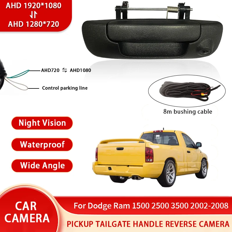 

AHD 1080P Pickup Truck Tailgate Handle Reverse Camera For Dodge Ram 1500 2500 3500 2002-2008 Waterproof Backup Camera