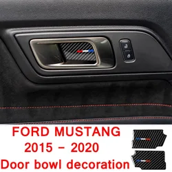 Carbon Fiber Tricolor Inner Door Bowl Decoration Patch Car Stickers For Ford Mustang 2015 2016 2017 2018 2019 2020