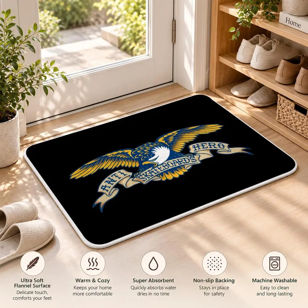 A-Anti Hero Skateboards Floor Mat Flannel Rug Soft Non Slip Door Mat For Bathroom Bedroom Kitchen Living Room Home Decor