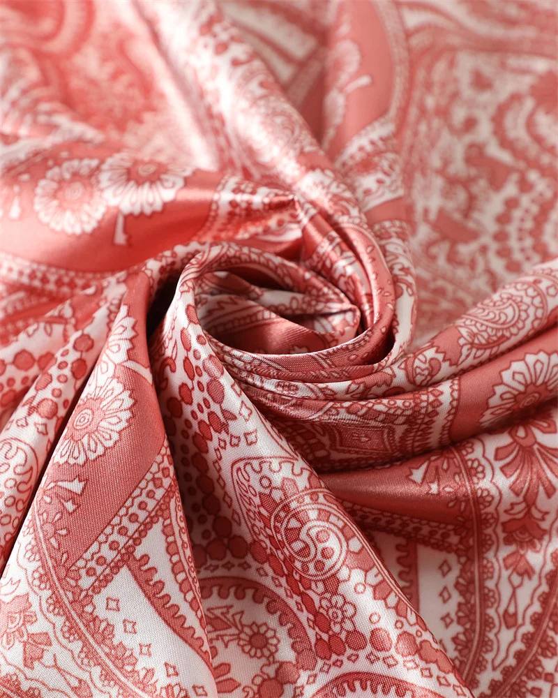 90*90cm Damen Mode Bedruckter Quadratischer Schal Großer Seidenschal Luxuriöses Strandtuch Wickeltuch Damen Hijab Halstuch – Detail 24