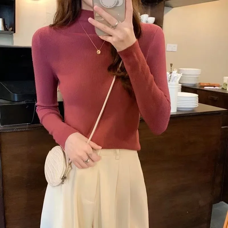 Half-high Neck Base Sweater Women\'s 2024 Autumn and Winter New Super Hot Ins Tide and Foreign Slim Inner Knitwear Top Cardigan