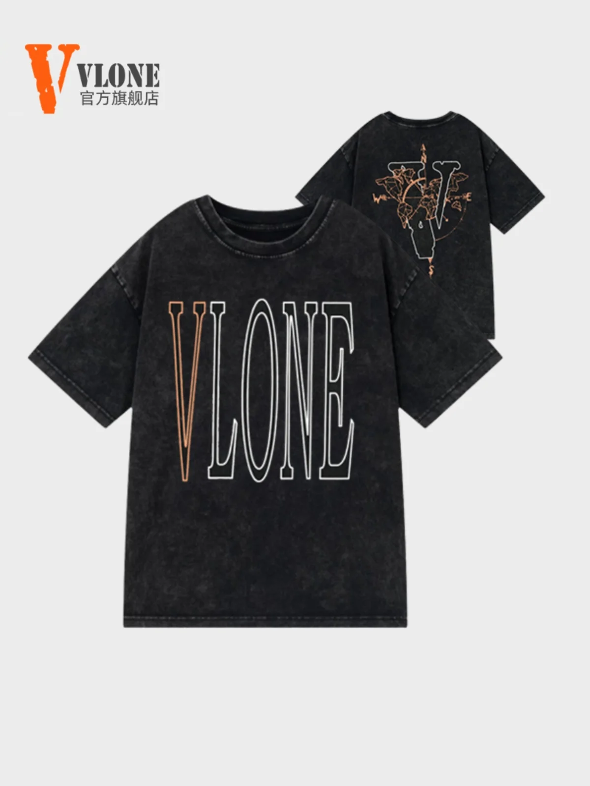 VLONE 2024 New Summer Design Sense Men's American Trendy Brand Loose Short Sleeve T-Shirt Hip Hop Washed Women's Top