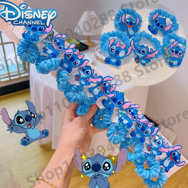 Disney-Cute Stitch Hair Cartoon Scrunchie, Ponytail Tie, Hair Band, Acessórios infantis, Girl's Gift, 1 Pc, 5 Pcs, 10Pcs