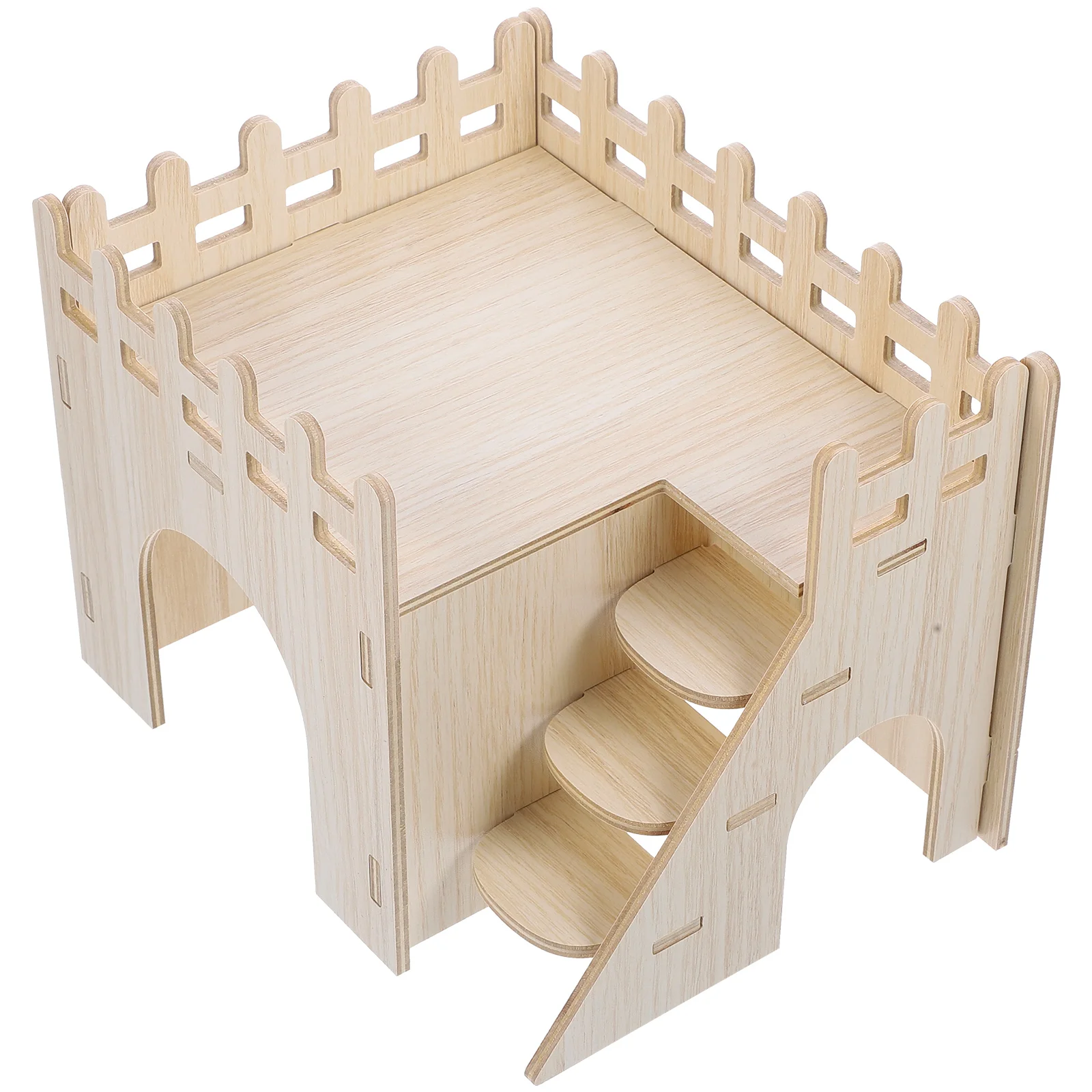 Guinea Pig Hideout House With Ramp Multi-chamber Small Animal Hut Rabbit Nest Wooden Hideout Hamster Cage Accessories