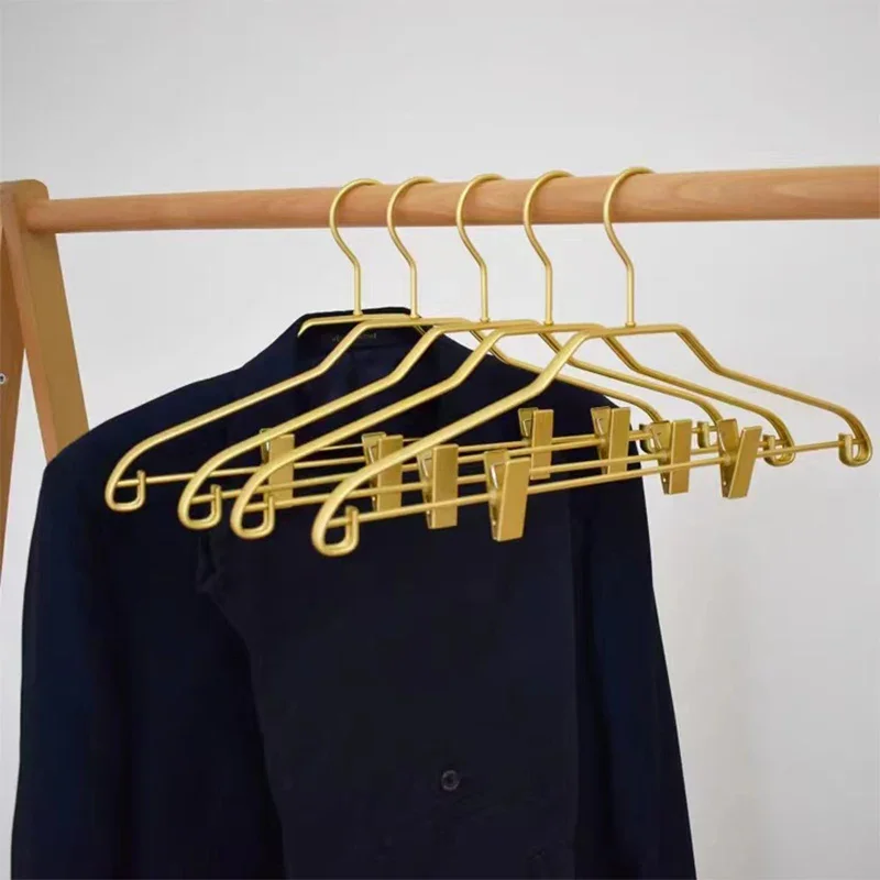 

1pcs Golden Rack Aluminum Alloy Clothing Hanger Durable Coat Hanger Supplies Wardrobe Storage Organizer Adult Clothing Hanging