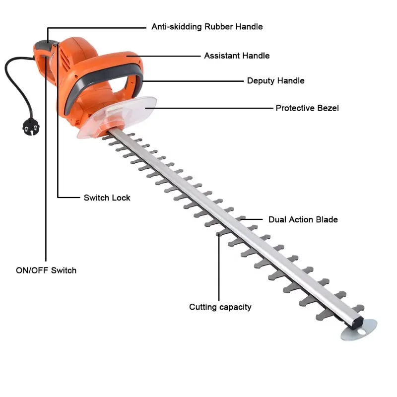 For Vertax Industrial Electric Hedge Trimmer 650W Dual Scissors Rotatable Handle for Powerful Garden Landscaping Shrub