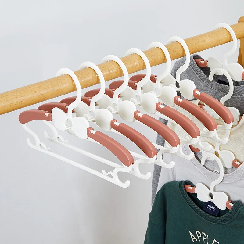 

10pcs/set Plastic children's clothes hanger, retractable and anti slip children's drying hanger