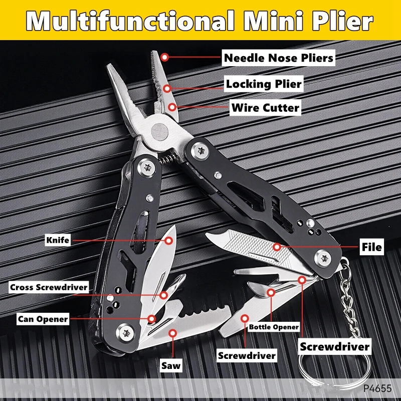 Taschen-Mini-Zange Messer Schraubendreher Faltbares Kleines Multitool Öffner Nagelfeile Präzisionszange Handwerkzeuge Outdoor-Notfallwerkzeug