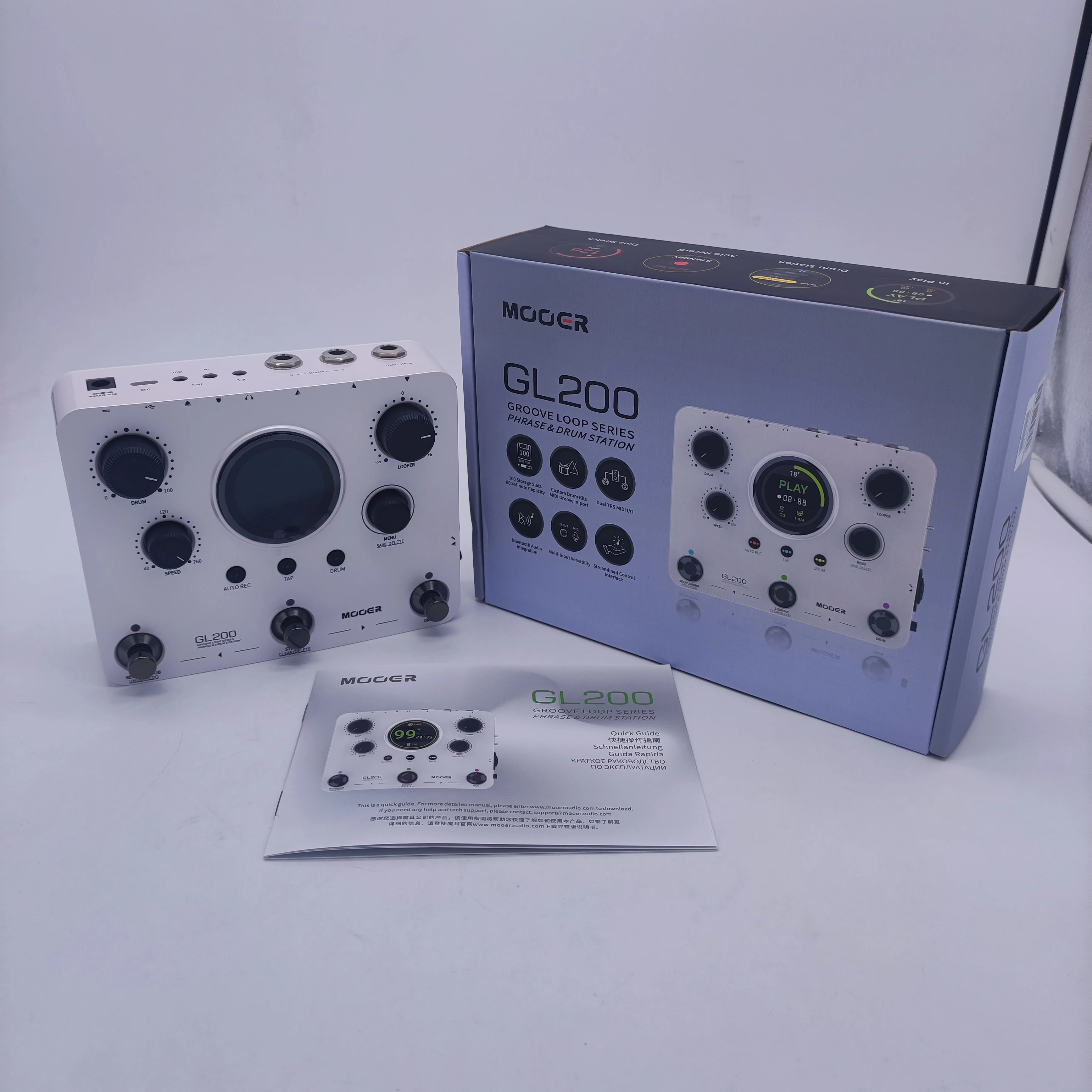 Mooer GL200 stereo vocal sentence loop and drum machine built-in